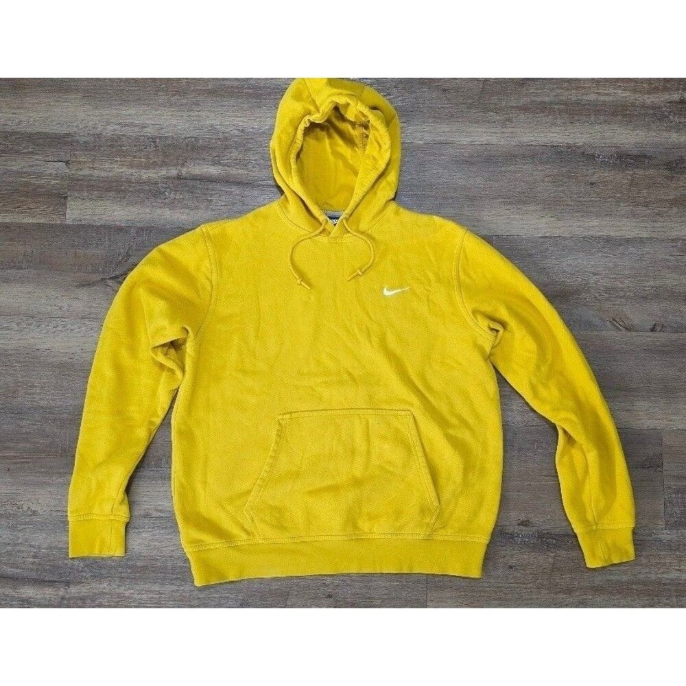 Nike Men's XL Regular Pullover Hoodie 2000s Sportswear Yellow Fleece Swoosh
